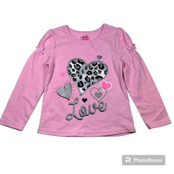 NWOT Young Hearts pink long sleeve top with “Love” screen print Size 3T - Picture 1 of 5